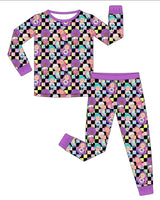 Checkered BLACK Bamboo Pajamas - LONG SLEEVE CHILD