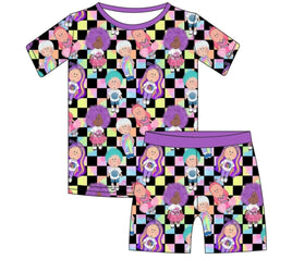 Checkered Black Bamboo Pajamas SHORT SLEEVE Child