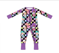 Checkered BLACK Bamboo Pajamas - LONG SLEEVE CHILD