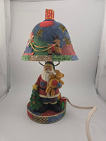 Patchwork Ceramic Christmas Santa Table Accent Lamp Holiday Decor Tree Gifts