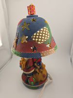 Patchwork Ceramic Christmas Santa Table Accent Lamp Holiday Decor Tree Gifts