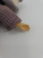 Vintage Dollhouse Miniature Painted Bisque 7" Boy Doll with knit sweater & hat