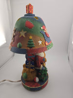 Patchwork Ceramic Christmas Santa Table Accent Lamp Holiday Decor Tree Gifts