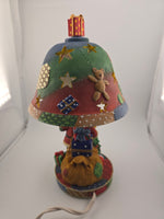 Patchwork Ceramic Christmas Santa Table Accent Lamp Holiday Decor Tree Gifts