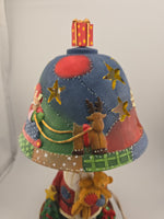 Patchwork Ceramic Christmas Santa Table Accent Lamp Holiday Decor Tree Gifts