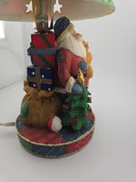 Patchwork Ceramic Christmas Santa Table Accent Lamp Holiday Decor Tree Gifts