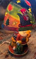 Patchwork Ceramic Christmas Santa Table Accent Lamp Holiday Decor Tree Gifts